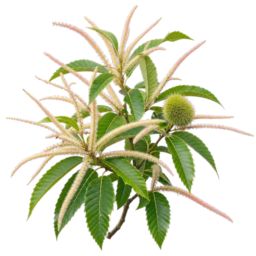 Rama de castaño en flor de los Apeninos