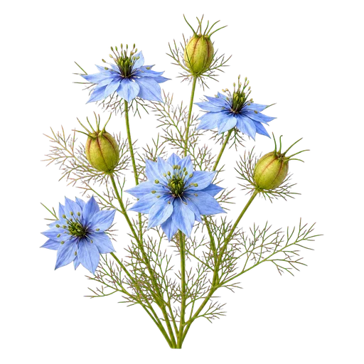 Nigella sativa o comino negro en flor de Egipto